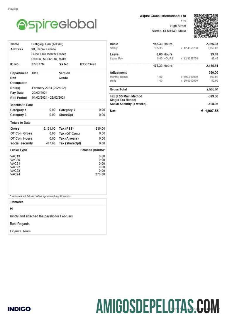 Realista Modelo de recibo de pagamento internacional Aspire Global em formatos Word e PDF.pdf, 1